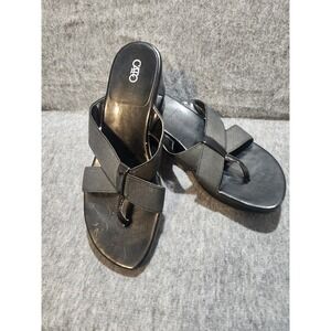Cato‎ Wedge Thong Strap Sandals Women's Size 8 Black